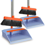 PHYEX 2-Pack Broom and Dustpan Set for Sweeping Indoor, Broom Dustpan with 48" Long Handle, Broom with Dustpan Combo Set(Purple)
