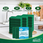 HOMEXCEL Heavy Duty Scouring Pad, 96 Pack Green Scrubbing Pads, Dish Scrubber Reusable for Cleaning, Multipurpose Scrub Pads for Household Kitchen Dishes Pots Pans & Metal Grill