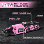 Rotary Tool Kit: DEKOPRO Power Hand Rotary Tools Mini for Wood/Metal, Electric Grinder Drill Machine Set with Flex Shaft for Carving, Cutting, Sanding, Grinding, Polishing, Engraving Pink