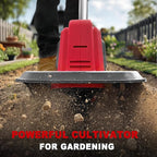 Cordless Tiller Cultivator Compatible with Milwaukee 18V Battery(Tool Only), Electric Garden Tiller w/270 RPM, 48 Steel Tines, 8.7" Tilling Width, 6.3" Depth, Portable Rotary Tiller