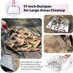 2 Pack Metal Dust Pan 17" and 12", Aluminum Heavy Duty Dust Pans with Non-Slip Rubber Handle, Large and Small Dustpan Set, Lightweight for Sweeping, Garage, Leaf, Household & Outdoor Cleaning