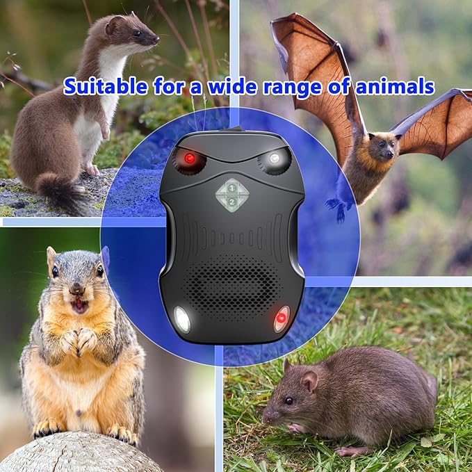 Ultrasonic Rodent Repeller, Rodent Repellent for Car Engines, Plug-in Mouse Rat Pest Bat, Squirrels Skunks Repellent for Indoor, Outdoor, Garage, Hoom 12v 24v, Trucks, Rvs(1pc)