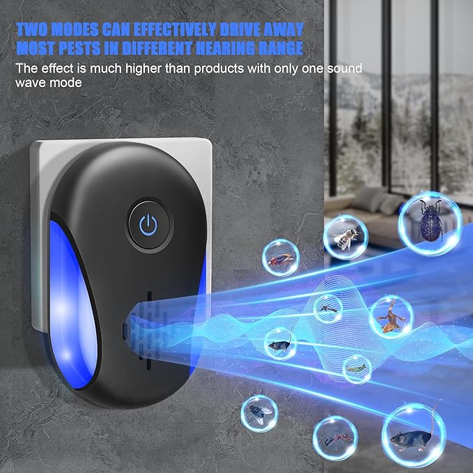 (2025 Upgraded) Ultrasonic Insect & Pest Indoor Repeller, Plug-in Control Electronic Repellent for Rodent, Mice, Rats, Roaches, Bugs, Ants, Spiders, Mosquitoes, Home, 2 Mode Switching (6 Pack)