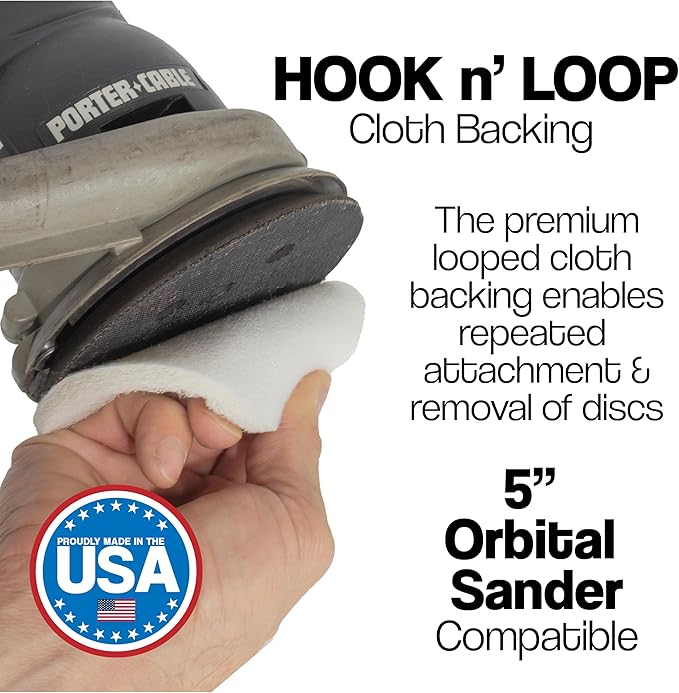 5" Abrasive Pad Hook & Loop Round Non-Woven Surface Prep Discs, Polish Wood, Strip Paint, Remove Rust, Deburring, Oxidation, Coarse, Medium, Fine Scuff Pads - 240 320 800 Grit - 16 Pack (Assorted)