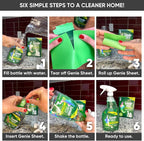 Genie Sheets All Purpose, Glass and Bathroom Cleaners Combo Pack | Concentrate Makes 6 24oz Bottles | Professional-Strength | Just Add Water | Eco-Friendly Plant-Based | 6 Sheets