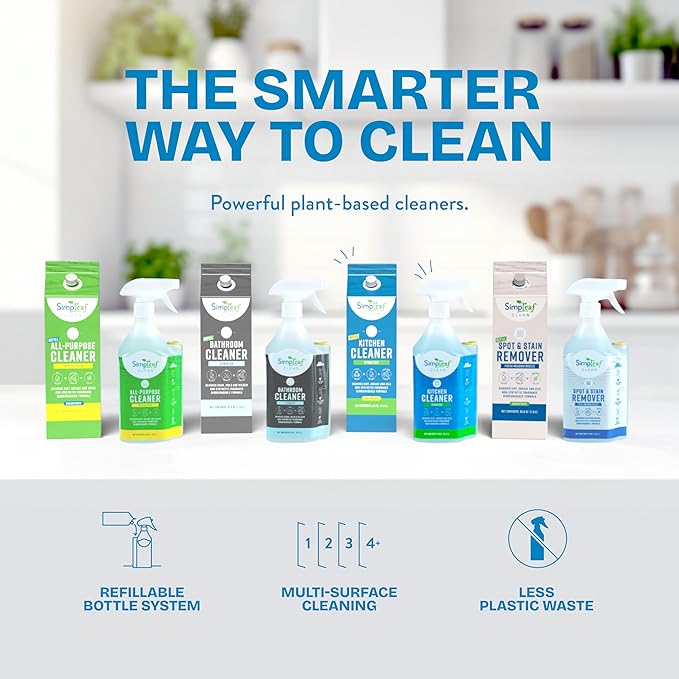 Simpleaf Clean Kitchen Degreaser Cleaner | Refill System Cleaners| Bleach‑Free| Ammonia‑Free|Grease, Oils & Food Soil Remover | Citrus Zest 24oz