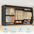 Ulif E13C Pro Heavy Duty Closet Organizer System，Freestanding Clothing Racks for Hanging Clothes，Adjustable Garment Rack 75" W x16 D x77 H Hold 1000lbs，Black Rack with Black Dustproof Cover