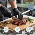 5 Mil Black Nitrile Gloves Disposable with 5 Travel Packs - Grease Resistant for BBQ, Grilling, Smoking Meat & Mechanics - Heavy Duty Food Safe, Latex Free - 110 Pcs, X-Large