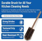 SPARTA Large Water Bottle Brush Ideal for Wide-Mouth Jars, Bottles and Tumblers, Dishwashing Tool with Handle for Home and Commercial Kitchens, Plastic, 16 Inches, Brown
