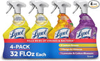 Lysol All Purpose Cleaner Spray, Multi-Purpose Disinfecting Spray, Kitchen & Bathroom Cleaner, Lemon Breeze, Lavender, & Mango Scents, 32oz (Pack of 4)