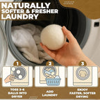 XL Dryer Balls from 100% New Zealand Wool (6-Pack), Natural & Reusable Fabric Softener Balls for 1000+ Loads, Essential Oil Ready Laundry Accesories, Reduces Wrinkles & Cuts Drying Time