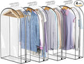 Liuoud Clear Garment Bags for Hanging Clothes 10” Gusseted, Suit Bags for Closet Storage, Hanging Plastic Clothes Cover for Coat, Dress, Fur, Shirt, 4 Pack, 40” Long