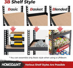 HOMEDANT 47.7" W 5 Tier Heavy Duty Garage Shelving Adjustable Metal Rack Storage Shelves Standing Shelf Unit Organizers Industrial Warehouse Basement Black 2Pack