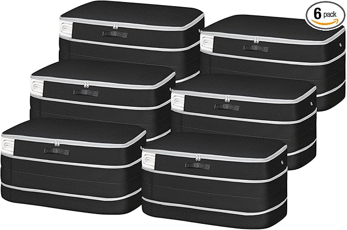 Comforter Storage Bag - Large Capacity Bedding Storage Bags Ultra Space Saving Self Compression Organizer, Washable Compression Bags for Storage Comforter Blanket Duvet Pillow, 6-Pack, Black