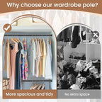 Heavy Duty Closet Rods for Hanging Clothes, Metal Black 1.3 Inch Diameter Closet Rods 17-63 Inch Adjustable Clothes Hanging Bar Shower Curtain Rods for Closet, Wardrobes, Bathrooms, Windows