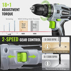 WORKPRO Home Tool Kit with Power Drill, 108PCS Power Home Tool Set with 12V 1.5 Ah Battery Powered Screwdriver and Tool Box, Electric Cordless Drill Set with Keyless Chuck and Variable Speed Trigger