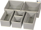 DIOMMELL Foldable Cloth Storage Box Closet Dresser Drawer Organizer Fabric Baskets Bins Containers Divider with Drawers for Clothes, Underwear, Bras, Socks, Lingerie, Clothing, Set of 6