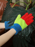 Patelai 3 Pairs Microfiber Plant Dusting Gloves Leaf Cleaning Gloves for Indoor Plants, Blinds, Furniture, House (Colorful,Medium)