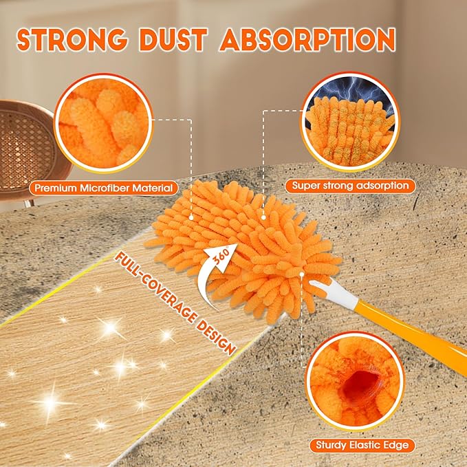 8 Pack Reusable Duster Refill Compatible with Swiffer Hand Duster, 360 Heavy Duty Duster Refills for Cleaning, Office, Ceiling Fan (Handle is Not Included)