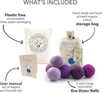 Friendsheep Wool Dryer Balls, Organic Reusable Fabric Softener Alternative for Laundry, Handmade, Fair Trade, Hypoallergenic, Eco-Friendly, Plastic-Free (6 Pack XL - Purple Haze)
