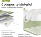 Large Storage Baskets- 15x11x10 inch Storage Bins for Shelves and Closet Organizing, Foldable Fabric Bin for Home Organization Clothes and Laundry (1-Pack, White&Green)