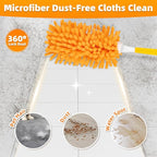 4 Pack Reusable Duster Refills Compatible with Swiffer Hand Duster, Washable Microfiber 360 Heavy Duty Dusters Refills for Dusting Cleaning(Include 1 Handle & Laundry Bag)