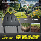 Jardineer Edger Lawn Tool Long Handle, Upgraded Manual Grass Edger with Double V-Shaped Serrated Edge Blade and Wide Footplate, Edgers for Landscaping Yard Maintenance