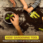Rugg Kids' Garden Hand Fork, Mini Steel Digging Tool with Wooden Handle, Gardening Tool for Children, Yellow