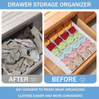 Foldable Storage Cubes Drawer Underwear Organizer Dividers， under Cabinet Organizer 24-Cell Fabric Storage Boxes for Lingerie,Socks,Ties （White）