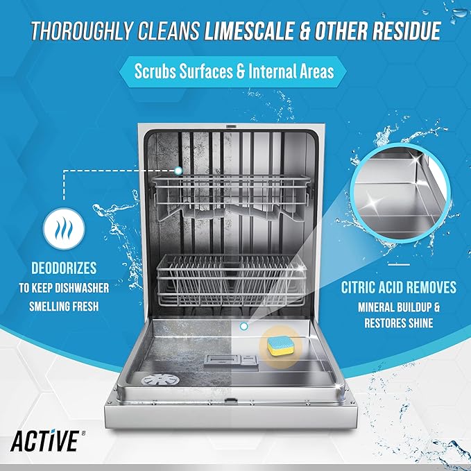 Dishwasher Cleaner Deodorizer Tablets 48 Pack - Deep Cleaning Descaler Pods Dish Washer Machine Clean, Heavy Duty & Septic Safe, Natural Limescale Remover, Hard Water, Calcium, Odor - 48 Count