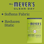 Mrs. Meyer's Clean Day Dryer Sheets, 80 Count (Lemon Verbena, Pack - 1)