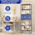 Adjustable 6-Tier Heavy Duty Wire Shelving Rack, 14" D x 24" W x 71" H Storage Shelves with Wheels, 750 lbs Capacity Rolling Metal Shelving for Garage, Pantry, Kitchen, Closet