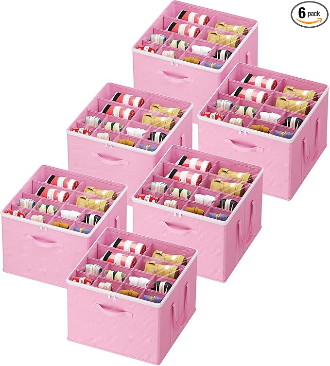 Lifewit 6 Pack Shoe Storage Organizer for Closet, Large Shoe Box Storage Containers with Clear Cover, Foldable Storage Bins Fit for Boots Fits 72-96 Pairs (Each 12-16 Pairs) Pink