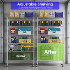 FDW 45"L×18"W×82"H Wire Shelving Unit Storage Cart Metal Shelf Rolling Utility Cart 2100Lbs Capacity with 6 Tier Casters Adjustable Layer Rack Strong Steel for Restaurant Garage Pantry Kitchen,Chrome