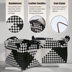 BROWNLILY Handwoven Clothes Basket Laundry Hampers Large Wicker Storage Baskets for Shelves Blankets Closet Storage Bins Car Bedroom Bathroom Organizers and Storage Bath (Pack of 4, Beige & Black)