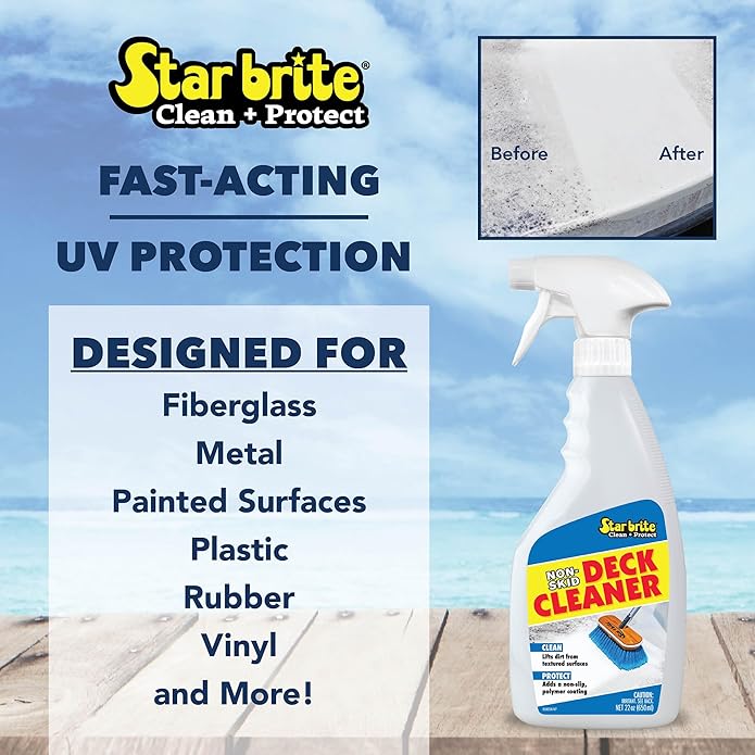 STAR BRITE Non-Skid Deck Cleaner & Protectant Ultimate Boat Deck Wash - Protects Against Future Stains & UV - Ideal for Fiberglass, Vinyl, Plastic, Painted & Metal Surfaces