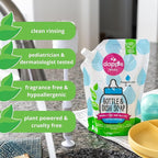 Dapple Baby Bottle Soap, Hypoallergenic Dish Soap for Baby Bottles, Powered by Plants, Fragrance Free, 34 Fl Oz (Pack of 2)