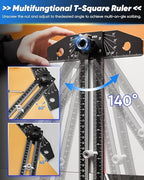 Saker Aluminum Alloy Multi-Angle Marking Ruler,Adjustable Sliding T-Square with Scriber & Protractor,Precision Layout Tool for Woodworking, Carpentry & Design (Black)