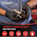 GLOVEWORKS Black Nitrile Gloves 5 Mil Disposable, Latex Free, Textured Grip for Food Service, Cooking, Professional Cleaning