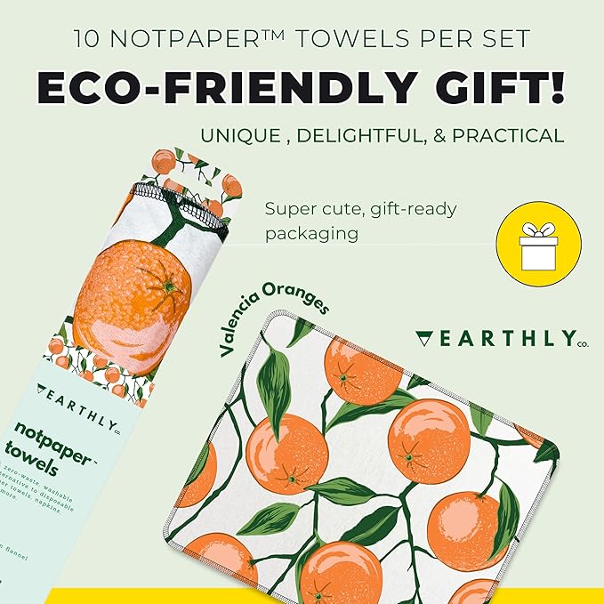 Reusable Paper Towels - 10 Pack - Roll of Washable Cotton Cloth Paper Towels - Paperless Reusable Napkins Cloth Washable - Absorbent + Long Lasting - Zero Waste Products - (Valencia)