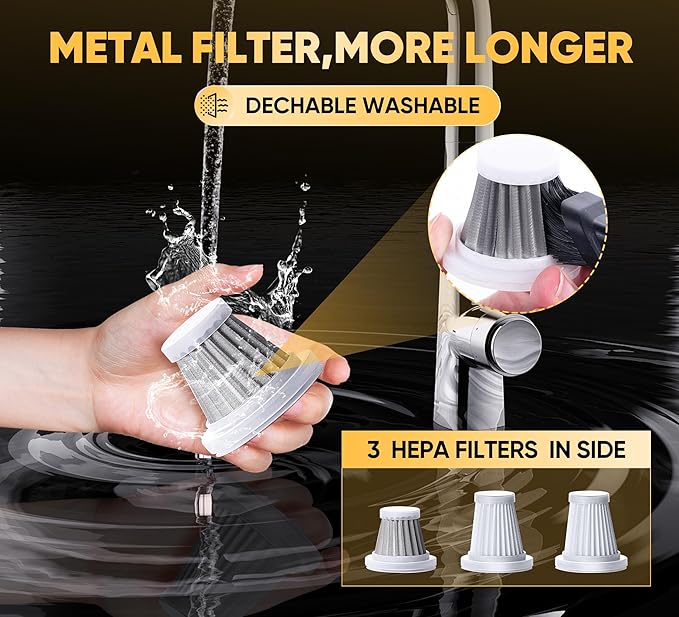 Handheld Car Vacuum Cleaner 3 in 1 High Power|15000PA Brushless Motor|Super Suction Portable Vacuum with Super Endurance for Car and Home