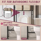 3-Tier Over The Toilet Storage Cabinet with Paper Holder and 4 Hooks, Metal Over Toilet Bathroom Organizer and Storage Shelf, Bathroom Shelves for Living Room/Laundry/Balcony(Black)