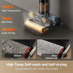 DREAME H12 Pro Gen2 Vacuum Mop, 0 Tangle Wet Dry Vacuum Cleaner, Cordless Vacuum Mop All-in-One for Hard Floors, 180° Lie-Flat Floor Cleaner Machine with 194°F Hot Self-Cleaning, 50Mins Runtime