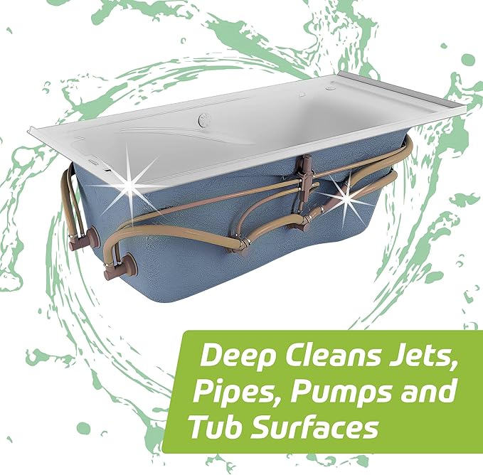 Velocity Jetted Bathtub Cleaner – Complete Jetted Tub, Jacuzzi & Whirlpool Cleaner Effectively Removes Soap Scum, Grime, and Biofilms from Jets, Pipes, & Tubes