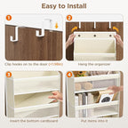 Mefirt Over The Door Organizer, 7 Tier Door Hanging Organizers with 7 Large Pockets 12 Side Pockets, Behind Door Storage Hanging Shelves for Closet Bathroom Bedroom Nursery