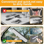 Pro 3 in 1 Window Cleaning Scraper, with 2 Replaceable Cleaning Cotton Strips 3 in 1 Spray Squeegee, Window Squeegee, Suitable for Cleaning Bathroom Glass, Mirrors, Car Windows (Yellow)