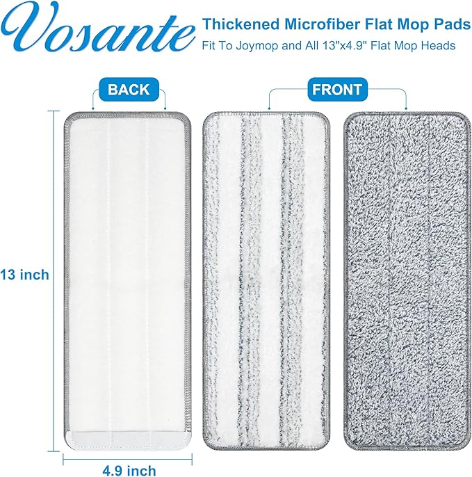 6pcs Mop Replacement Pads Compatible with Joymoop Mop, Universal 13"x4.9” Microfiber Mop Pads, Mop Head Replacement, Flat Mop Pads Washable Microfiber, Reusable Floor Mop Pads, Cleaning Tools