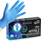 Disposable Nitrile Exam Gloves, Blue, Nitrile Gloves Disposable Latex Free, Medical Gloves, Cleaning Gloves, Food-Safe Rubber Gloves, Powder Free, Non-Sterile, 50-ct Box (XL)