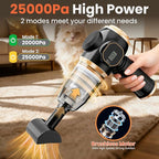 Brushless Motor Portable Cordless Car Vacuum Cleaner – 25000 Pa High Power, LCD Display, Rechargeable Handheld Vacuum for Car, Home, Office | Efficiently Removes Pet Hair, Sofa (Black & Gold)