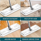 Mop Replacement Pads Compatible with JOYMOOP Flat Mop or Mop Bucket Set - Microfiber Flat Mop Pads for All 13" X 4.9" Squeeze Flat Floor Mop - Washable Mop Head Replacement (1+1 Pack)
